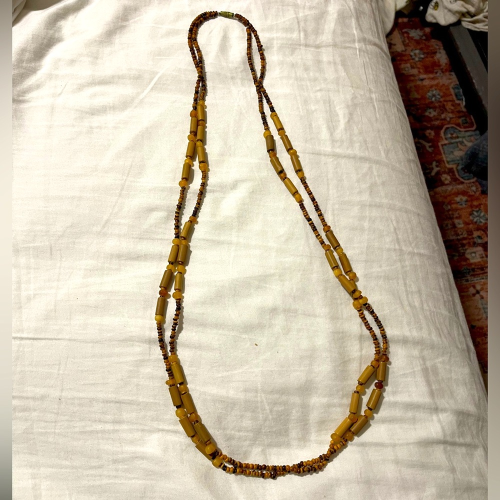 Two tier wooden bead necklace from Puerto Rico